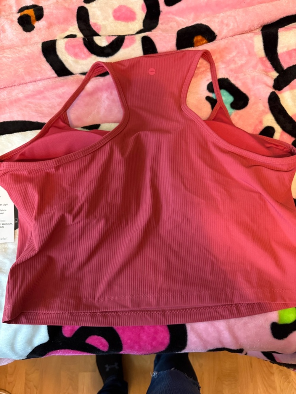 Avia Ribbed Racerback Crop Tank in Rose - Picture 3 of 3